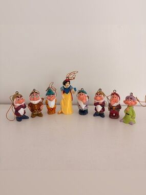 Vintage 1980s Disney Snow White and Seven Dwarfs holiday ornaments